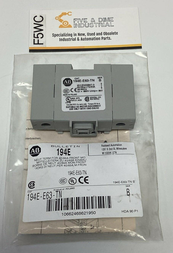 Allen Bradley 194E-E63-TN Neutral Terminal Block