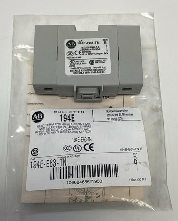 Allen Bradley 194E-E63-TN Neutral Terminal Block - 0