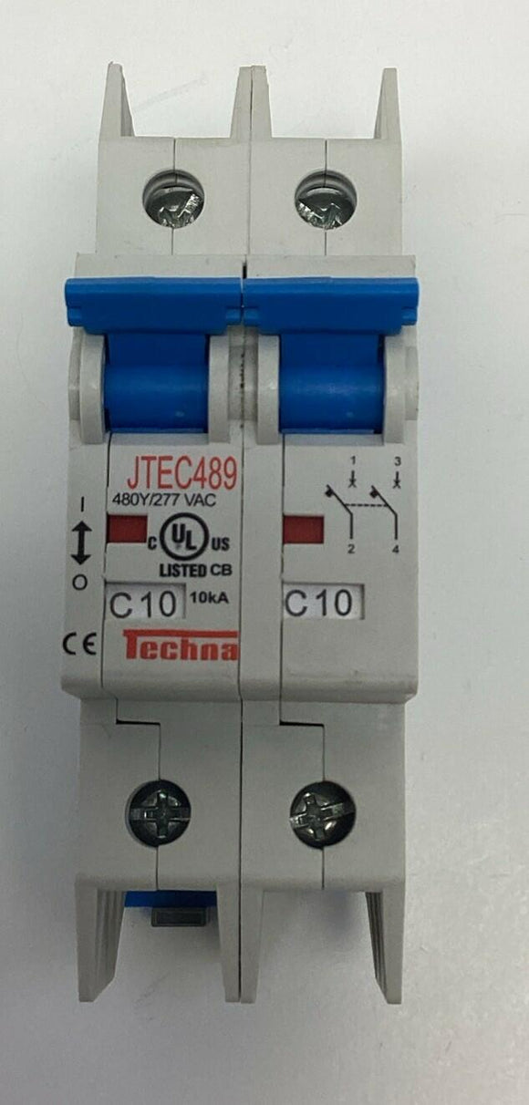 Techna JTEC489-2C10  2-Pole 10-Amp Circuit Breaker 480Y, 277VAC