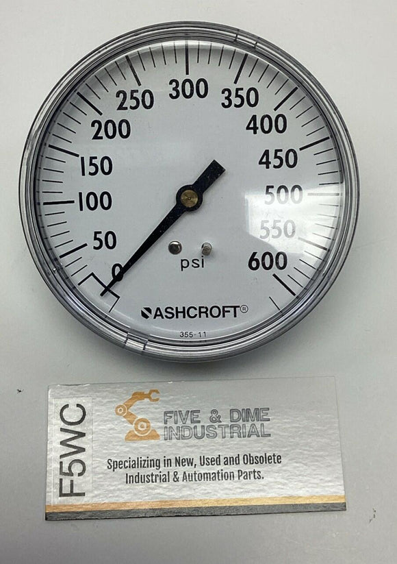 Ashcroft 35W1005-H-02B-600# 3-1/2''  600 PSI Gauge, 1/4'' NPT, Brass Socket