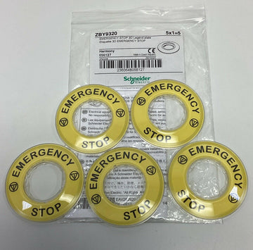 Schneider Electric ZBY9320 Emergency Stop 3D Legend Plates 5-Pack - 0