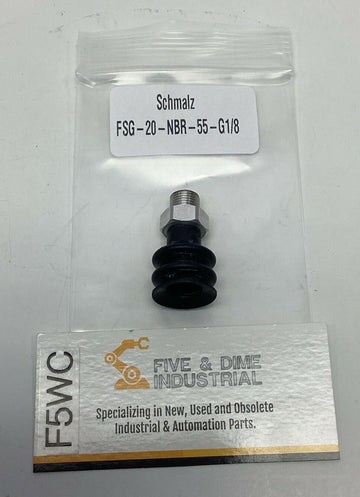 Schmalz FSG-20-NBR-55-G1/8 Bellows Suction Cups, Size 20, G1/8 Male Connection