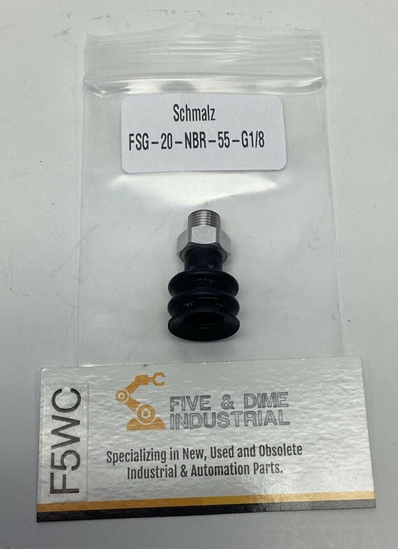 Schmalz FSG-20-NBR-55-G1/8 Bellows Suction Cups, Size 20, G1/8 Male Connection