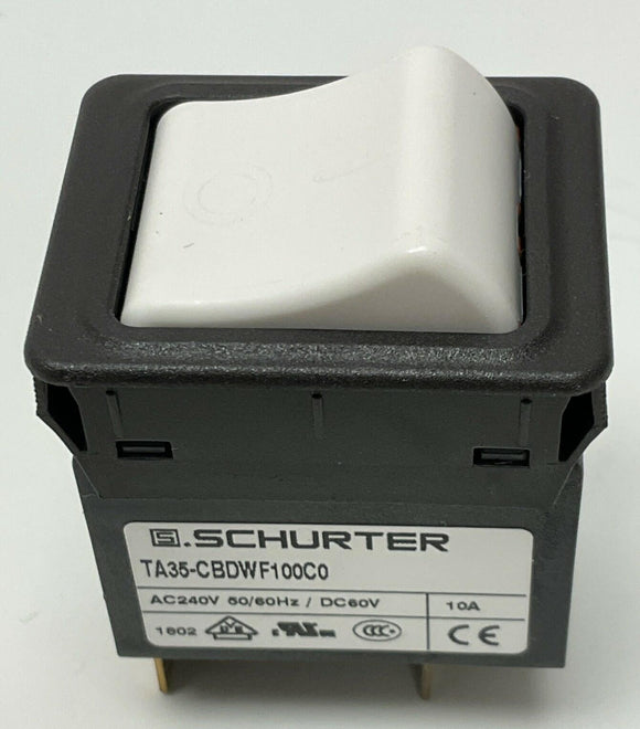 Schurter 4435.0195 10-Amp Thermal Circuit Breaker, Panel Mount 240VAC, 60VDC