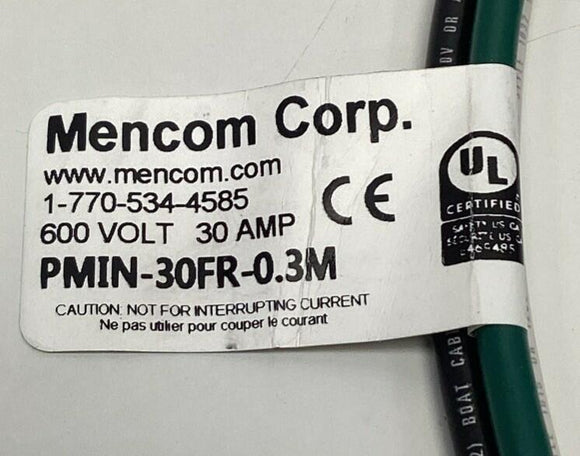 Mencom PMIN-30FR-0.3M  3-Pole, 600VAC, 30A Power Receptacle .3-Meters, 1/2'' NPT