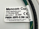 Mencom PMIN-30FR-0.5M-34  3-Pole 600V, 30A Power Receptacle 0.5-Meters 3/4" NPT-3