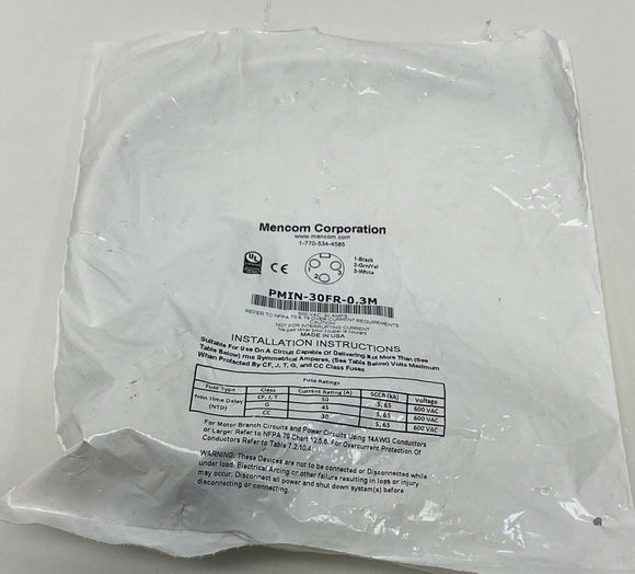 Mencom PMIN-30FR-0.3M  3-Pole, 600VAC, 30A Power Receptacle .3-Meters, 1/2'' NPT