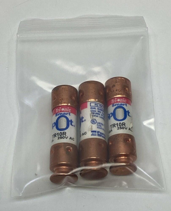 Ferraz Shawmut TR10R Smart Spot 10-Amp Fuses 250VAC (3-Pack)