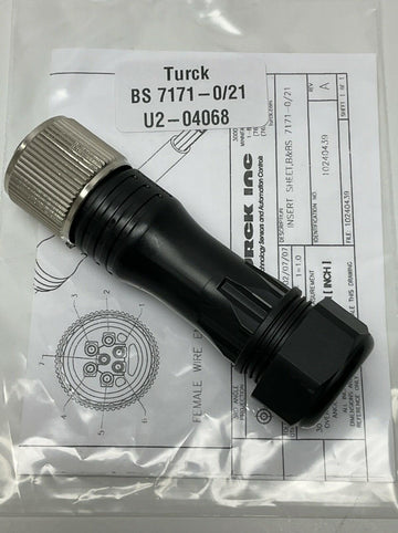 Turck BS7171-0/21 / U2-04068 Field Wireable 1" Straight Male Plug, 7-Pin - 0