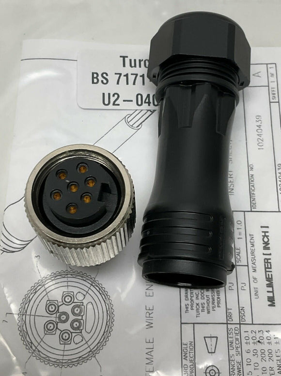 Turck BS7171-0/21 / U2-04068 Field Wireable 1" Straight Male Plug, 7-Pin