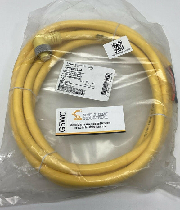 Brad Connectivity 1300061354 5-Pole Female 90° Single End Cable 12' 41308SS-90