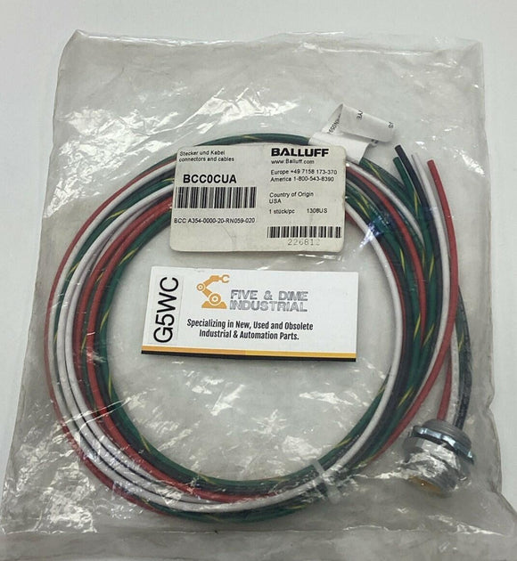 Balluff BCC0CUA 7/8" Male Straight 4-Pin Receptacle 600V AC/DC 2-Meters