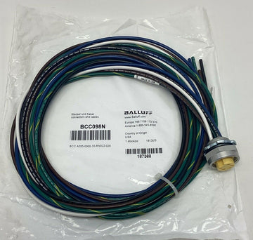 Balluff BCC098N 7/8" Female Straight 5-Pin Receptacle 600V AC/DC 2-Meters - 0