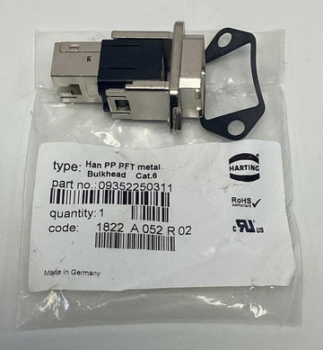 Harting 09352250311 CAT-6A Metal Bulkhead Connector - 0
