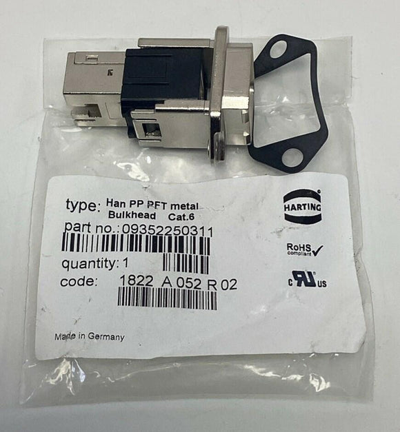Harting 09352250311 CAT-6A Metal Bulkhead Connector