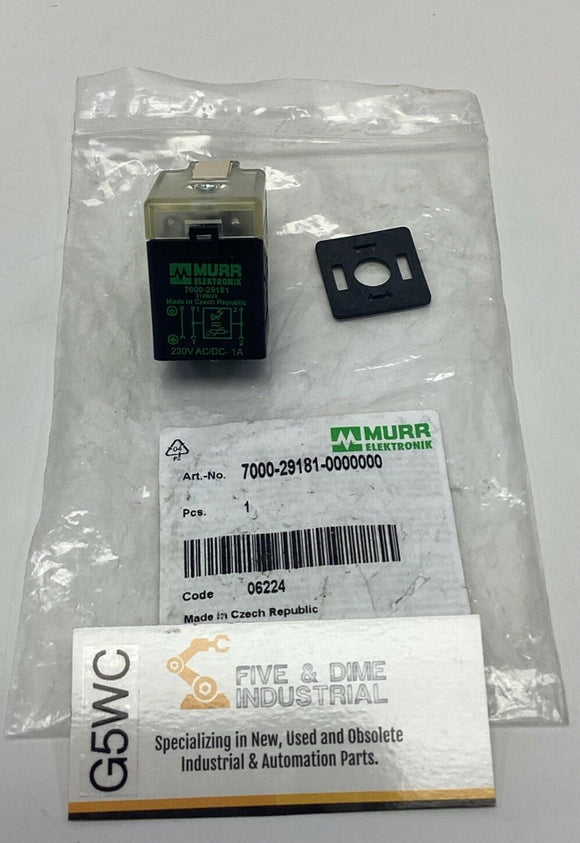 Murr 7000-29181-0000000 SVS Valve Plug, 18mm Field Wireable 230V