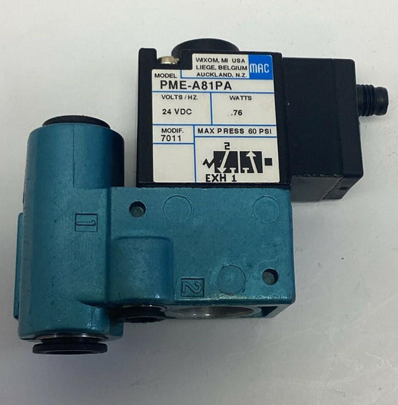 Mac Hytol PME-A81PA Pneumatic Valve 24VDC Solenoid 60PSI Max