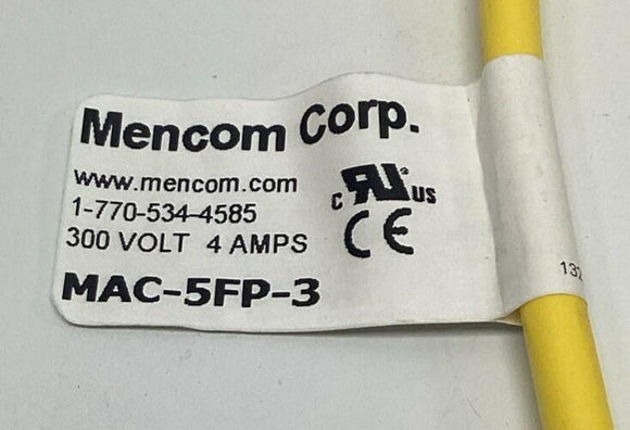 Mencom MAC-5FP-3 M12 5-Pole Single End Female Straight Cable 3-Meters