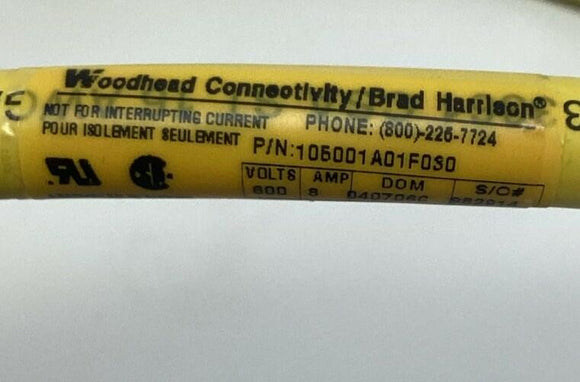 Brad Harrison 105001A01F030 5-Pole Female 90° Single End Cable 41306-90, 3 Feet
