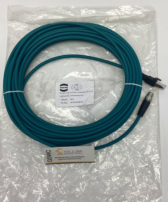 Harting 72TMDM4RM4150ZT Double Ended Ethernet Cable 4-Pin Str Male to RJ45 Str