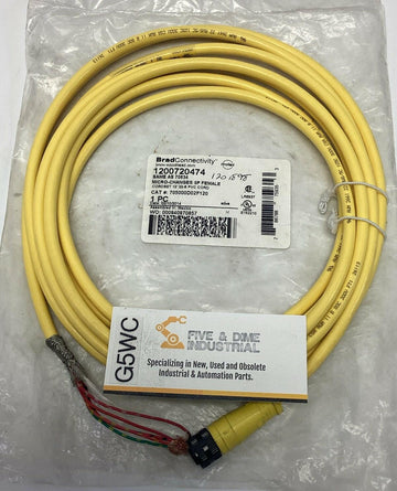 Brad Connectivity 1200720474 5-Pole, Female Single End Cable, 12"