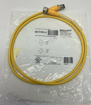 Balluff BCC05LU M12, A-Coded 5-Pin Female x Male Straight 4-Pin, 1-Meter - 0