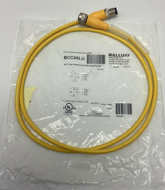 Balluff BCC05LU M12, A-Coded 5-Pin Female x Male Straight 4-Pin, 1-Meter