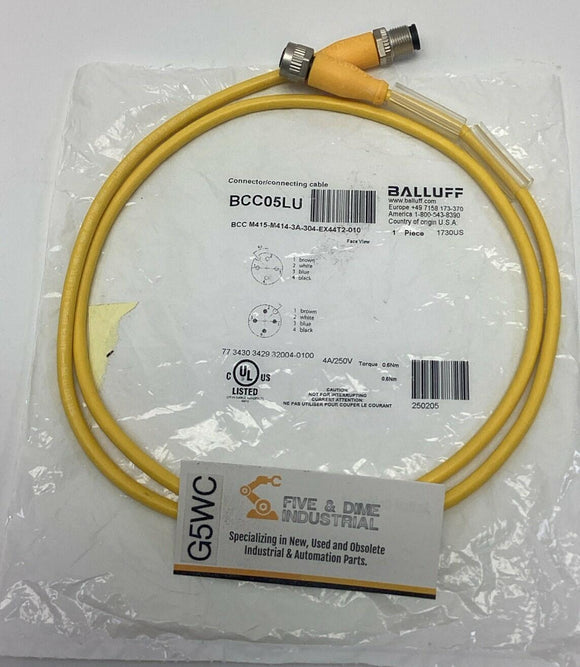 Balluff BCC05LU M12, A-Coded 5-Pin Female x Male Straight 4-Pin, 1-Meter