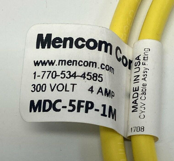 Mencom MDC-5FP-1M M12 Female Single End Cable 5-Pole, 1M