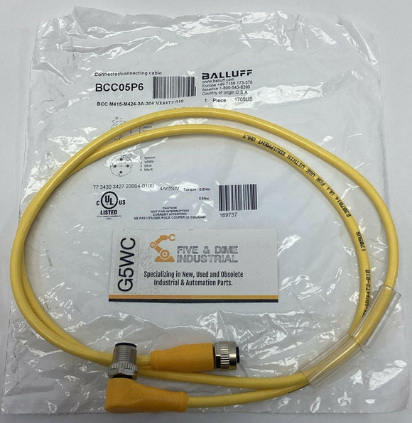 Balluff BCC05P6 M12 Cable, A-Coded, Female Straight 5-Pin x Male 90° 4-Pin, 1 Meter