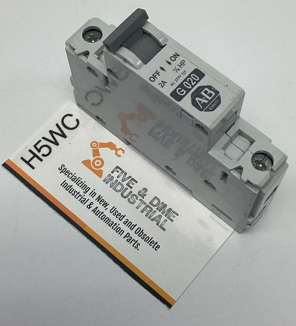 Allen Bradley 1492-CB1-G020 Circuit Breaker 1-Pole, 2A, 1/6 HP, 277VAC  DIN Mount