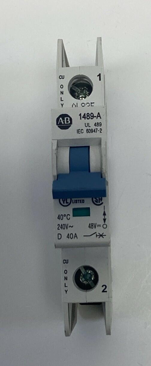 Allen Bradley 1489-A1D400 Circuit Breaker 1-Pole, 40A DIN Mount 240VAC, 48VDC