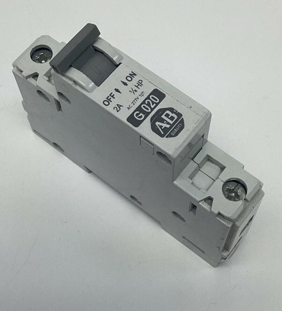 Allen Bradley 1492-CB1-G020 Circuit Breaker 1-Pole, 2A, 1/6 HP, 277VAC  DIN Mount