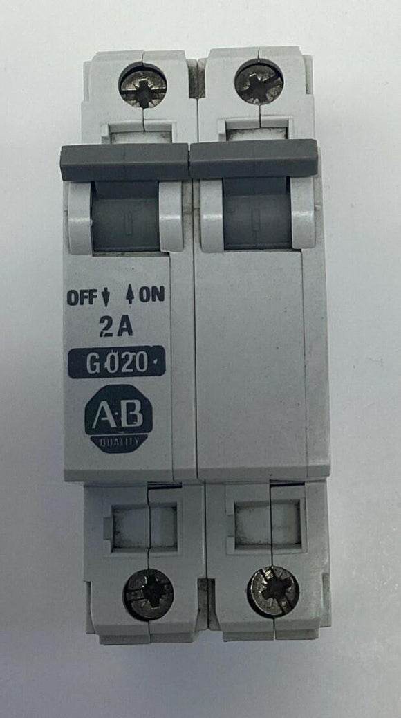 Allen Bradley 1492-CB1-G020 Circuit Breaker 2-Pole, 2-Amp 277VAC DIN Mount