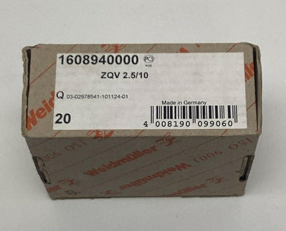 Weidmuller 1608940000 ZQV 2.5/10 Yellow Contactor Cross Connector (20 Pieces)