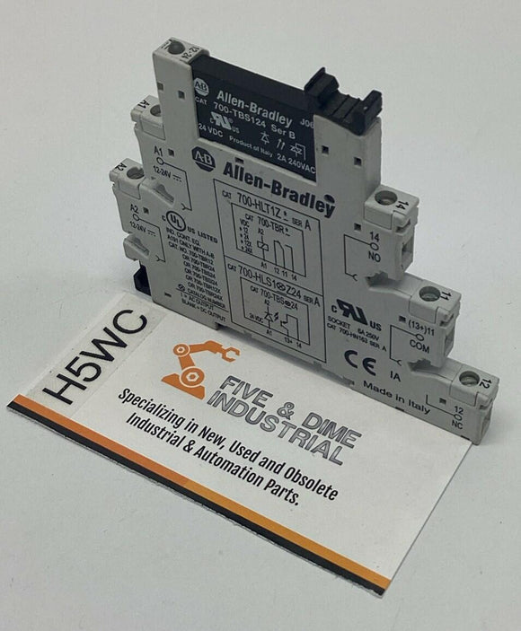 Allen Bradley 700-TBS124 Ser B Relay 24VDC Coil, 2-Amp, 240VAC w/ Base