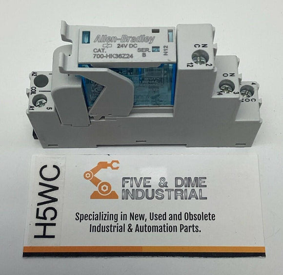 Allen Bradley 700-HK36Z24 10-Amp, 5-Pin Relay w/ Base 700-ADL1R 24 VDC