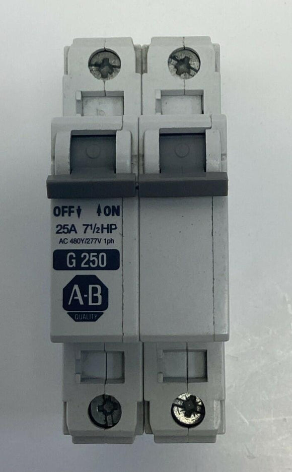 Allen Bradley 1492-CB2-G250 2-Pole, 25-Amp, 7-1/2HP Circuit Breaker 277VAC