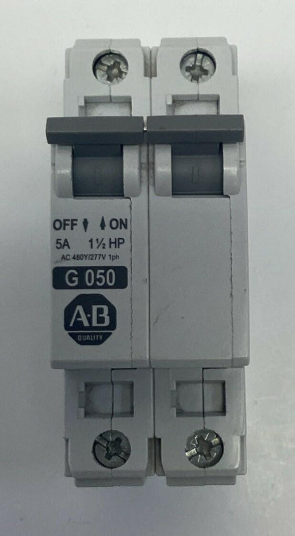 Allen Bradley 1492-CB2-G050 Circuit Breaker 2-Pole, 5-Amp 1-1/2HP  277VAC
