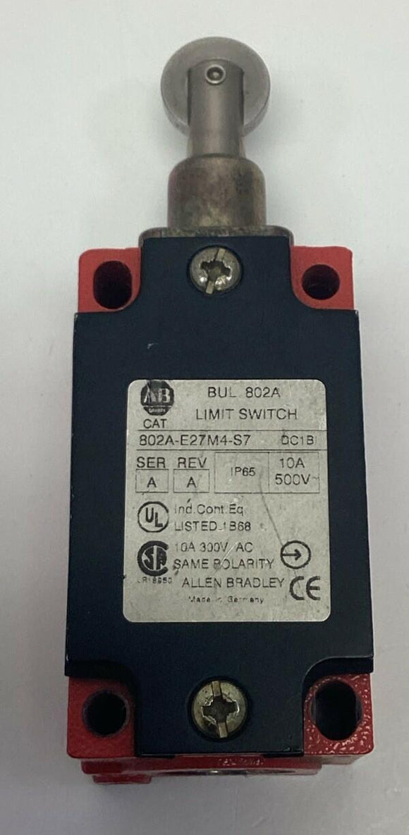 Allen Bradley 802A-E27M4-S7 Steel Roller Limit Switch 10-Amp, 500V