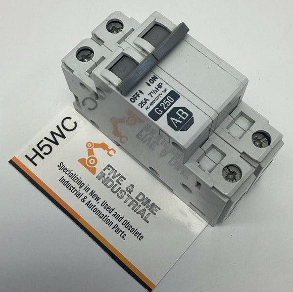Allen Bradley 1492-CB2-G250 2-Pole, 25-Amp, 7-1/2HP Circuit Breaker 277VAC