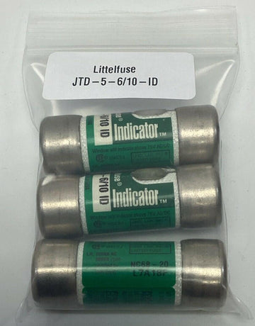 Littelfuse Indicator JTD-5-6/10-ID Class J Time Delay Fuse 600VAC, 5.6A (3-Pack) - 0