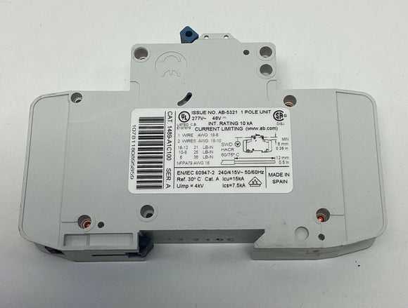 Allen Bradley 1489-A1C100 Circuit Breaker 10-Amp DIN Mount 277VAC 48VDC
