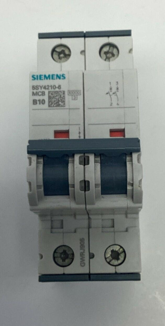 Siemens 5SY4210-6 2-Pole, 10-Amp Circuit Breaker 400VAC MBC-B10