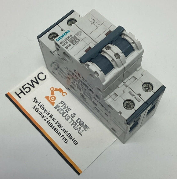 Siemens 5SY4210-6 2-Pole, 10-Amp Circuit Breaker 400VAC MBC-B10