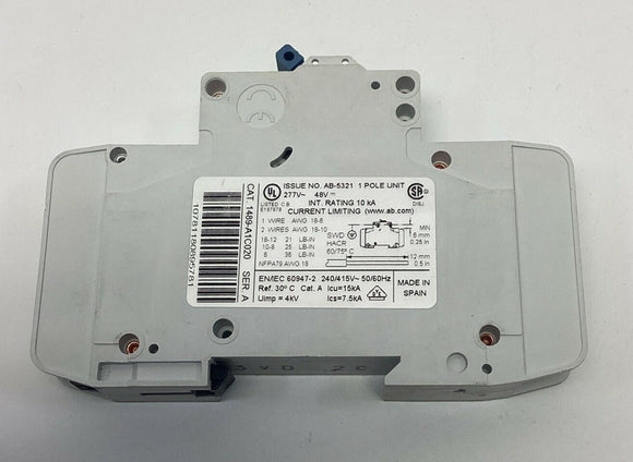 Allen Bradley 1489-A1C020 2-Amp, 1-Pole DIN Mount Circuit Breaker 277VAC, 48VDC