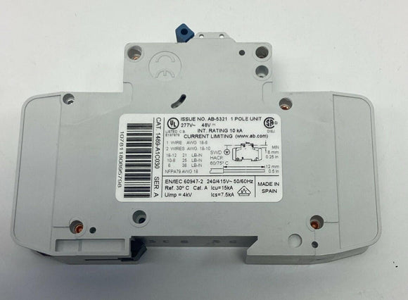 Allen Bradley 1489-A1C030 Circuit Breaker 1-Pole, 3-Amp DIN Mount 277VAC, 48VDC