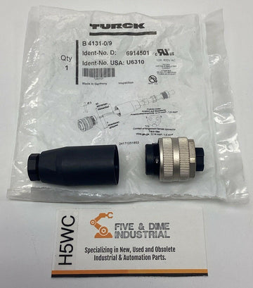 Turck B-4131-0/9 7/8" Straight Male Field Connector 3-Pin, 12-Amp, 600V U6310
