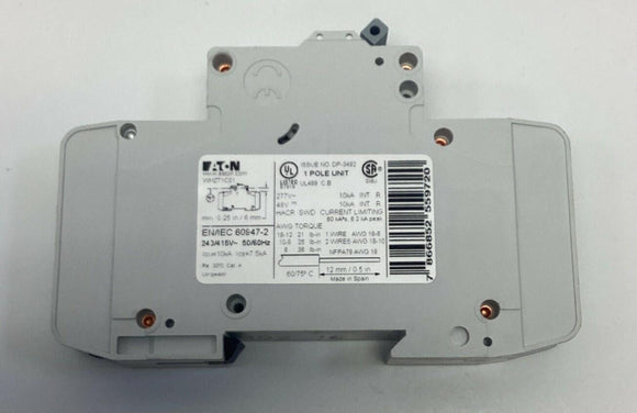 Eaton WMZT1C01 1-Amp, 1-Pole Circuit Breaker 48VDC, 277VAC DIN Mount