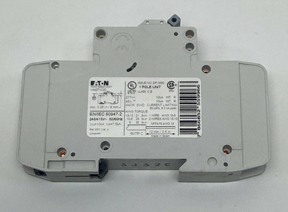 Eaton WMZT1C02 2-Amp, 1-Pole Circuit Breaker 48VDC, 277VAC DIN Mount